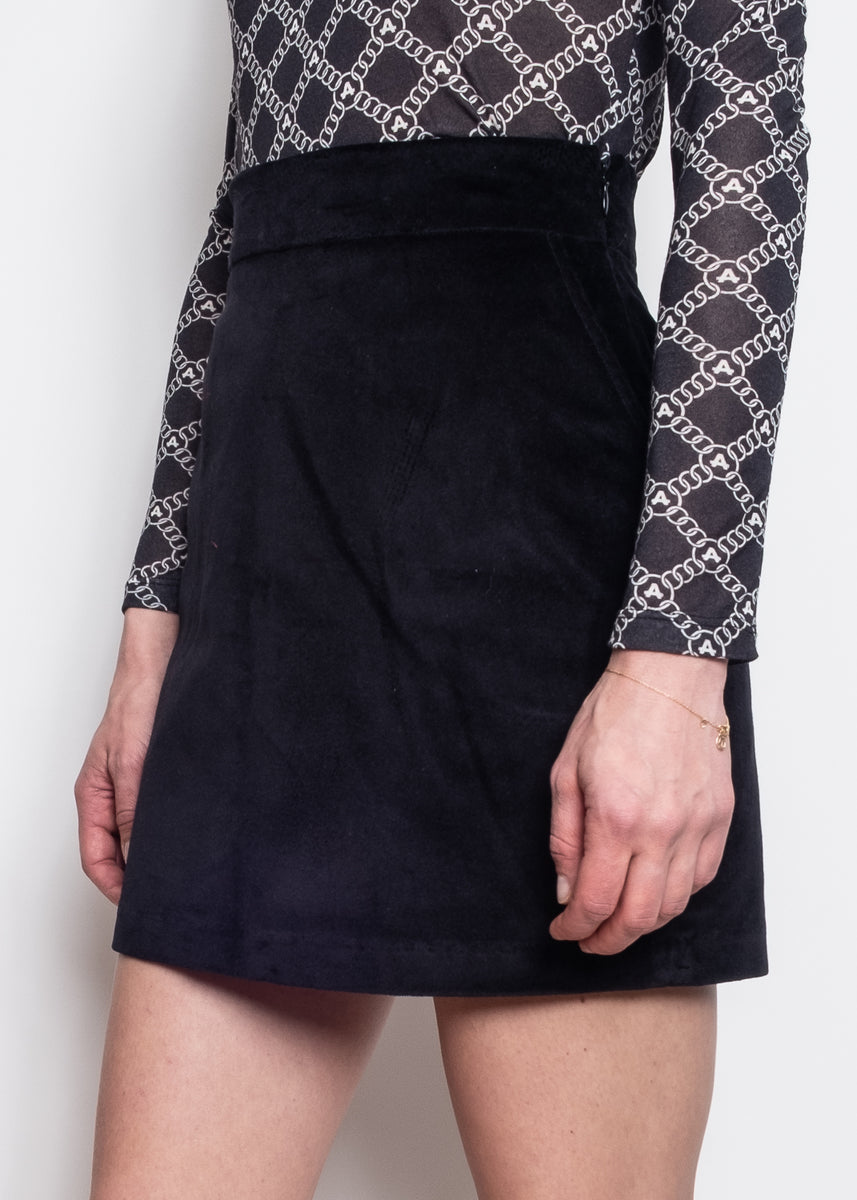 Black velvet a line mini outlet skirt