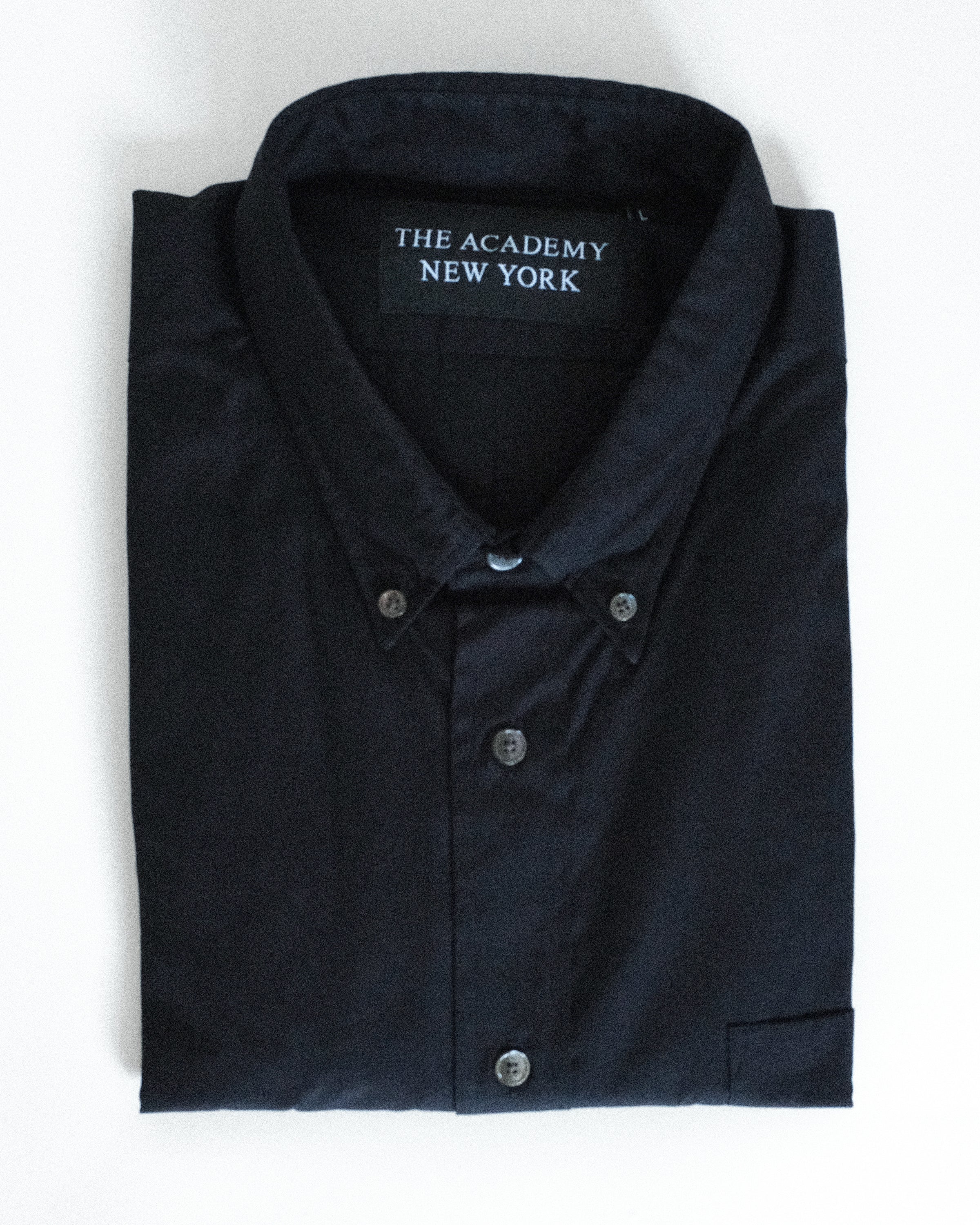 Black Cotton Poplin Button-Down Shirt