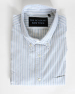 Load image into Gallery viewer, White w/ Mustard Light Blue Stripe Button-Down
