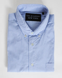 Washed Sky Blue Bengal Stripe Cotton Shirt